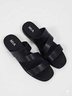NIB MIA Keona Double Strap Slide Open Toe Sandals Black 8.5